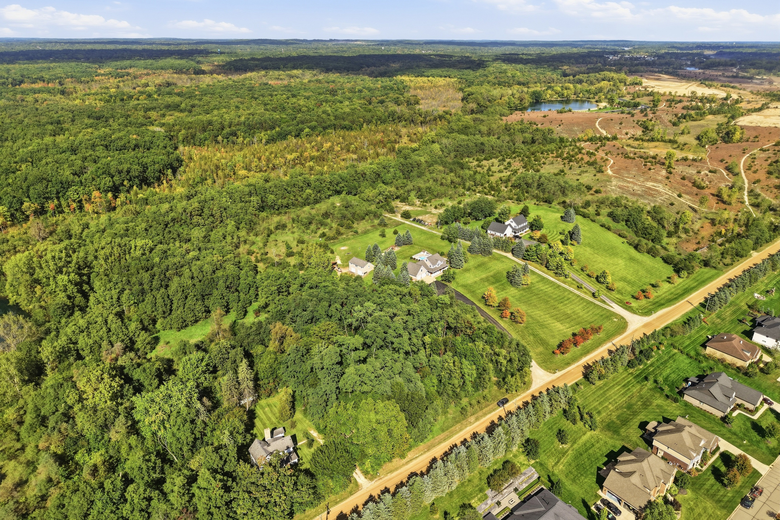 Aerial with lake context